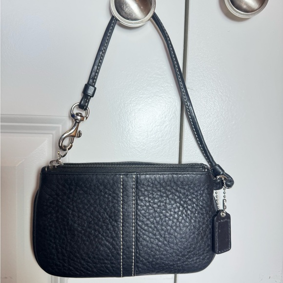 Coach Handbags - Coach Black Zip Wristlet Pouch Wallet Clutch Silver Hardware